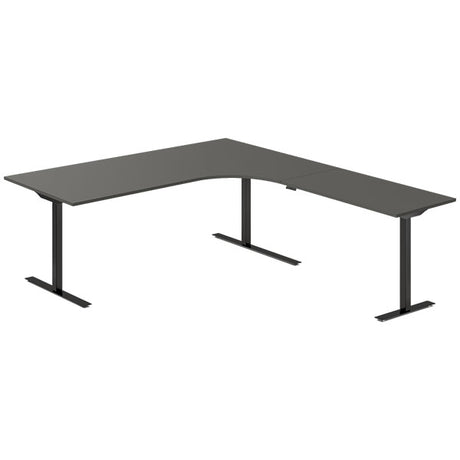 Hæve-sænkebord DNA, Antracit 2000x2200 mm Højre 3-ben/Sort
