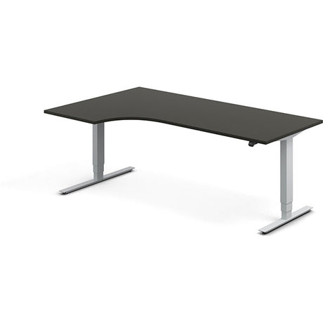 Ergoff Hæve-sænkebord DNA, Antracit 2000x1200 mm Venstre 2-ben/Alugrå – Hæve/sænkeborde