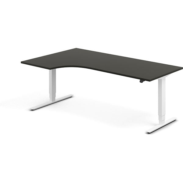 Ergoff Hæve-sænkebord DNA, Antracit 2000x1200 mm Venstre 2-ben/Hvid – Hæve/sænkeborde