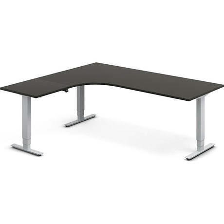 Ergoff Hæve-sænkebord DNA, Antracit 2000x1800 mm Venstre 3-ben/Alugrå – Hæve/sænkeborde