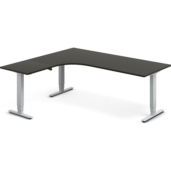 Ergoff Hæve-sænkebord DNA, Antracit 2000x1800 mm Venstre 3-ben/Alugrå – Hæve/sænkeborde