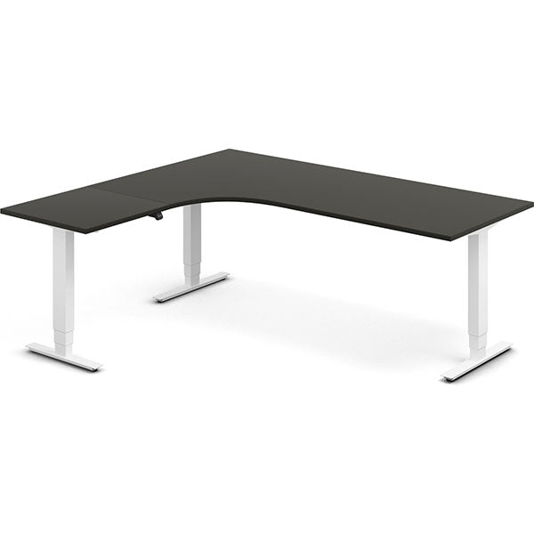 Ergoff Hæve-sænkebord DNA, Antracit 2000x1800 mm Venstre 3-ben/Hvid – Hæve/sænkeborde