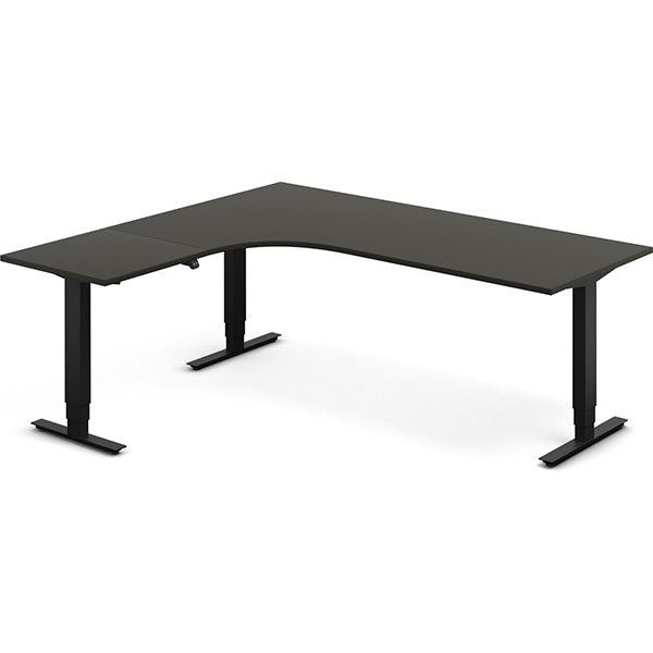 Ergoff Hæve-sænkebord DNA, Antracit 2000x1800 mm Venstre 3-ben/Sort – Hæve/sænkeborde