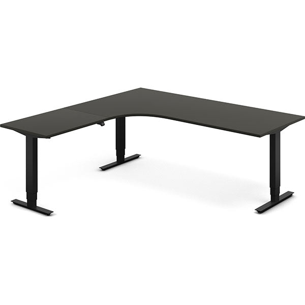 Hæve-sænkebord DNA, Antracit 2000x2000 mm Venstre 3-ben/Sort