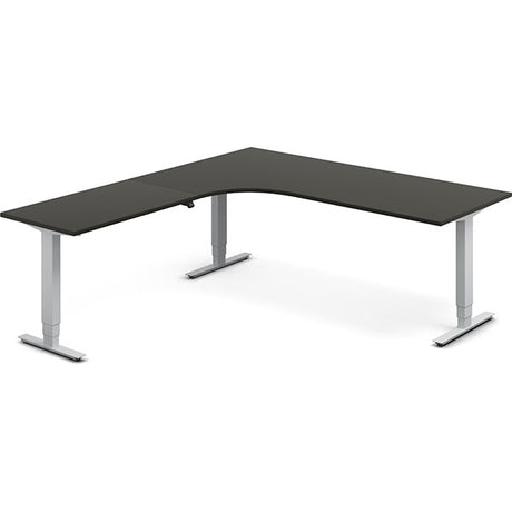 Ergoff Hæve-sænkebord DNA, Antracit 2000x2200 mm Venstre 3-ben/Alugrå – Hæve/sænkeborde