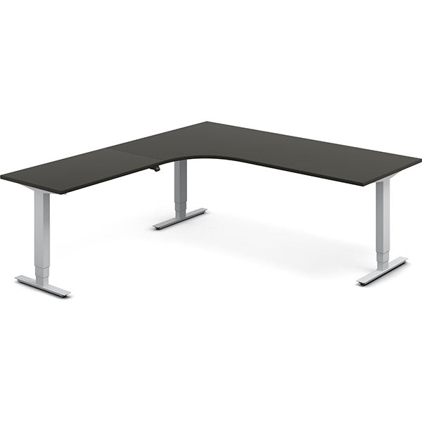 Ergoff Hæve-sænkebord DNA, Antracit 2000x2200 mm Venstre 3-ben/Alugrå – Hæve/sænkeborde