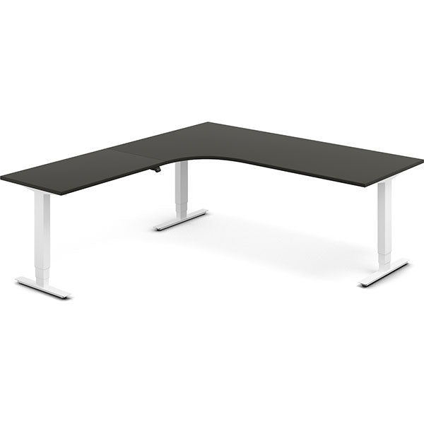 Ergoff Hæve-sænkebord DNA, Antracit 2000x2200 mm Venstre 3-ben/Hvid – Hæve/sænkeborde