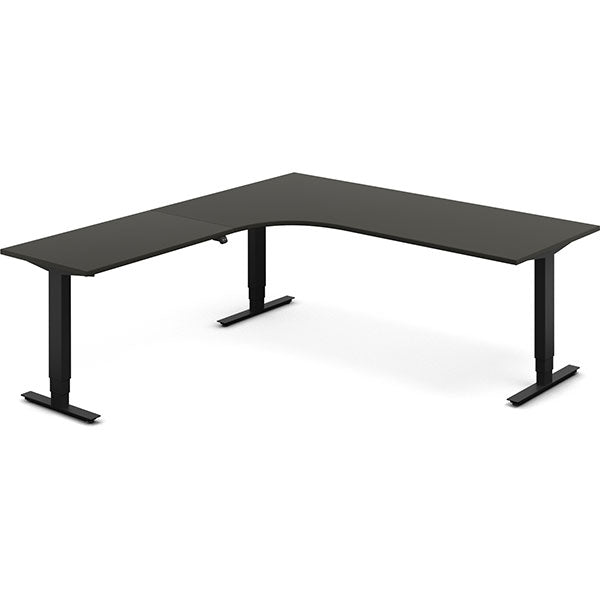 Ergoff Hæve-sænkebord DNA, Antracit 2000x2200 mm Venstre 3-ben/Sort – Hæve-sænkeborde