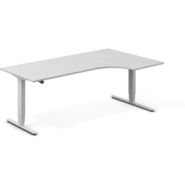 Ergoff Hæve-sænkebord DNA, Lysgrå 2000x1200 mm Højre 2-ben/Alugrå – Hæve-sænkeborde