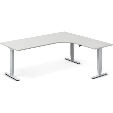 Hæve-sænkebord DNA, Lysgrå 2000x1800 mm Højre 3-ben/Alugrå