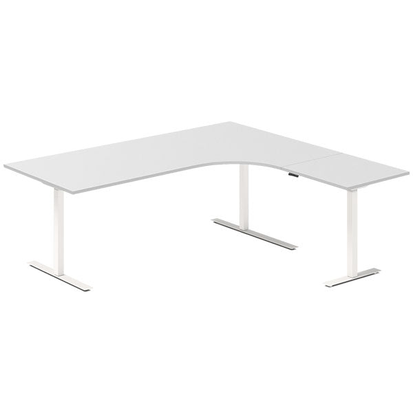 Hæve-sænkebord DNA, Lysgrå 2000x1800 mm Højre 3-ben/Hvid