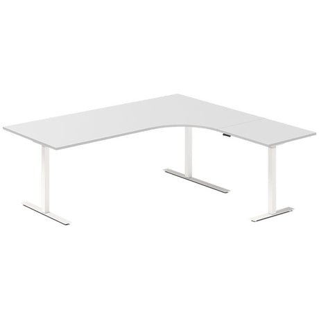 Hæve-sænkebord DNA, Lysgrå 2000x1800 mm Højre 3-ben/Hvid