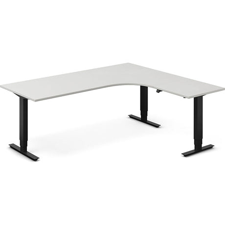 Hæve-sænkebord DNA, Lysgrå 2000x1800 mm Højre 3-ben/Sort