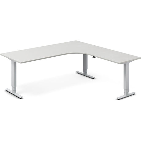 Hæve-sænkebord DNA, Lysgrå 2000x2000 mm Højre 3-ben/Hvid