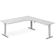 Ergoff Hæve-sænkebord DNA, Lysgrå 2000x2200 mm Højre 3-ben/Alugrå – Hæve/sænkeborde
