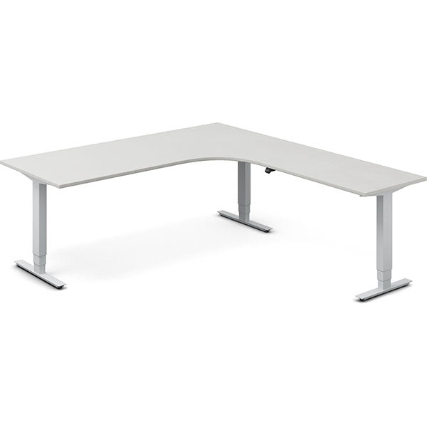 Ergoff Hæve-sænkebord DNA, Lysgrå 2000x2200 mm Højre 3-ben/Alugrå – Hæve/sænkeborde