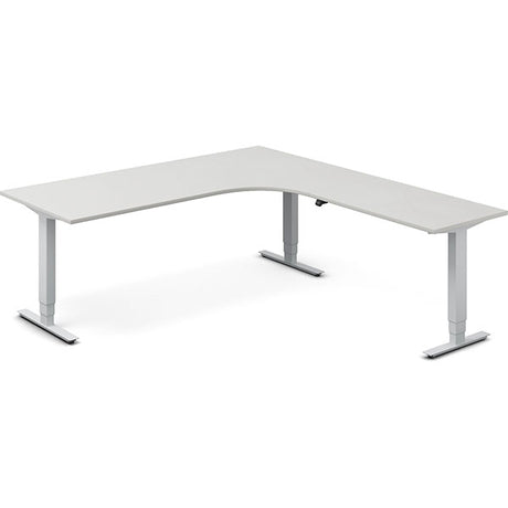 Ergoff Hæve-sænkebord DNA, Lysgrå 2000x2200 mm Højre 3-ben/Alugrå – Hæve/sænkeborde