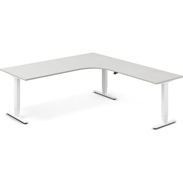 Ergoff Hæve-sænkebord DNA, Lysgrå 2000x2200 mm Højre 3-ben/Hvid – Hæve-sænkeborde