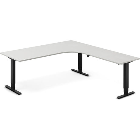 Ergoff Hæve-sænkebord DNA, Lysgrå 2000x2200 mm Højre 3-ben/Sort – Hæve/sænkeborde