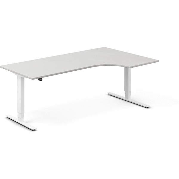 Ergoff Hæve-sænkebord DNA, Lysgrå 2000x1200 mm Venstre 2-ben/Hvid – Hæve/sænkeborde