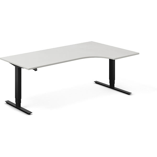 Ergoff Hæve-sænkebord DNA, Lysgrå 2000x1200 mm Venstre 2-ben/Sort – Hæve/sænkeborde