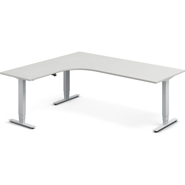 Hæve-sænkebord DNA, Lysgrå 2000x1800 mm Venstre 3-ben/Alugrå