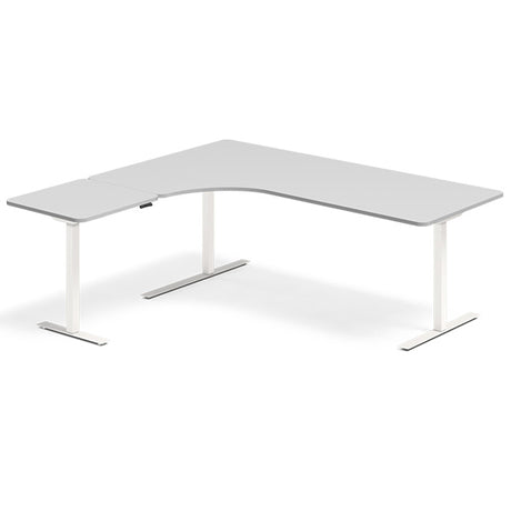 Hæve-sænkebord DNA, Lysgrå 2000x1800 mm Venstre 3-ben/Hvid