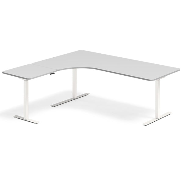 Hæve-sænkebord DNA, Lysgrå 2000x1800 mm Venstre 3-ben/Hvid