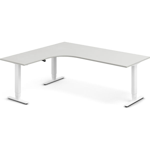 Ergoff Hæve-sænkebord DNA, Lysgrå 2000x1800 mm Venstre 3-ben/Hvid – Hæve/sænkeborde