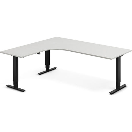 Hæve-sænkebord DNA, Lysgrå 2000x1800 mm Venstre 3-ben/Sort