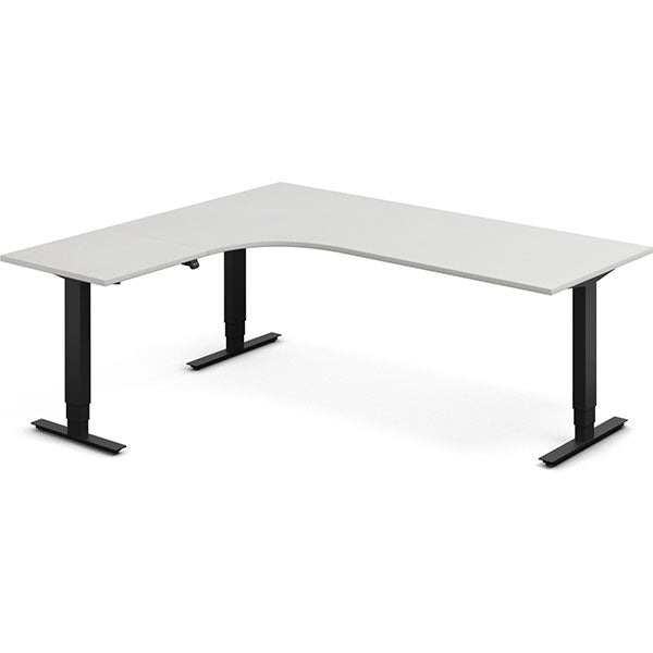 Ergoff Hæve-sænkebord DNA, Lysgrå 2000x1800 mm Venstre 3-ben/Sort – Hæve/sænkeborde