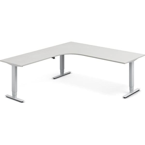 Ergoff Hæve-sænkebord DNA, Lysgrå 2000x2200 mm Venstre 3-ben/Alugrå – Hæve/sænkeborde