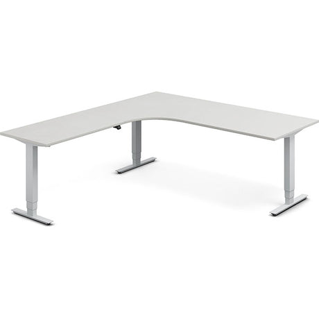 Ergoff Hæve-sænkebord DNA, Lysgrå 2000x2200 mm Venstre 3-ben/Alugrå – Hæve/sænkeborde