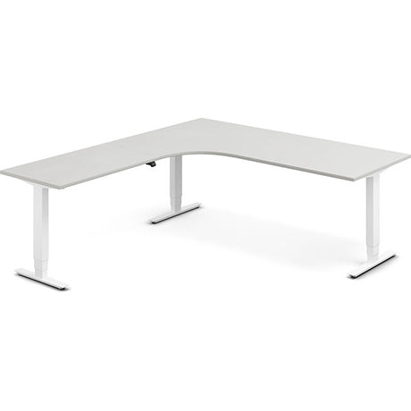 Hæve-sænkebord DNA, Lysgrå 2000x2200 mm Venstre 3-ben/Hvid