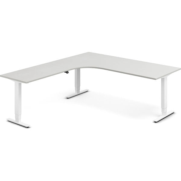 Ergoff Hæve-sænkebord DNA, Lysgrå 2000x2200 mm Venstre 3-ben/Hvid – Hæve-sænkeborde