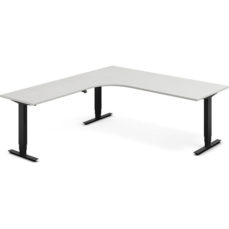 Ergoff Hæve-sænkebord DNA, Lysgrå 2000x2200 mm Venstre 3-ben/Sort – Hæve/sænkeborde