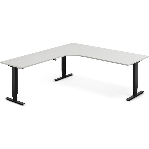 Ergoff Hæve-sænkebord DNA, Lysgrå 2000x2200 mm Venstre 3-ben/Sort – Hæve/sænkeborde