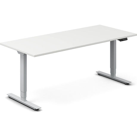 Ergoff Hæve-sænkebord DNA, Hvid 1800x800mm 2-ben/Alugrå – Hæve/sænkeborde