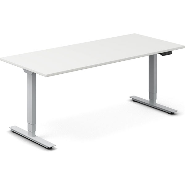Ergoff Hæve-sænkebord DNA, Hvid 1800x800mm 2-ben/Alugrå – Hæve/sænkeborde