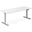 Ergoff Hæve-sænkebord DNA, Hvid 2000x800mm 2-ben/Alugrå – Hæve/sænkeborde