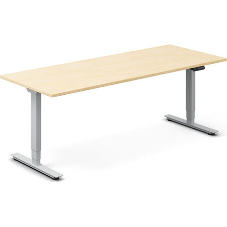 Ergoff Hæve-sænkebord DNA, Birk 2000x800 mm 2-ben/Alugrå – Hæve/sænkeborde
