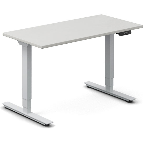 Ergoff Hæve-sænkebord DNA, Lysgrå 1200x600 mm 2-ben/Alugrå – Hæve/sænkeborde