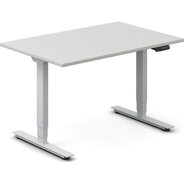 Ergoff Hæve-sænkebord DNA, Lysgrå 1200x800 mm 2-ben/Alugrå – Hæve/sænkeborde