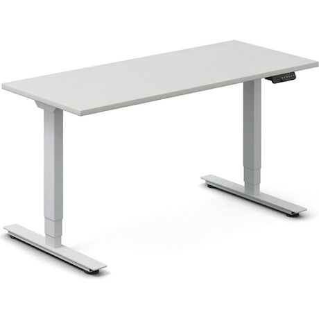 Ergoff Hæve-sænkebord DNA, Lysgrå 1400x600 mm 2-ben/Alugrå – Hæve-sænkeborde