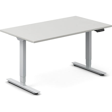 Ergoff Hæve-sænkebord DNA, Lysgrå 1400x800 mm 2-ben/Alugrå – Hæve/sænkeborde