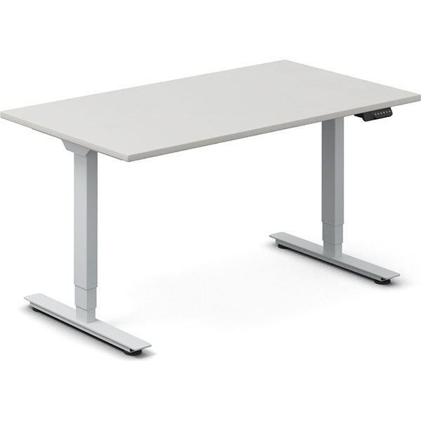 Ergoff Hæve-sænkebord DNA, Lysgrå 1400x800 mm 2-ben/Alugrå – Hæve/sænkeborde