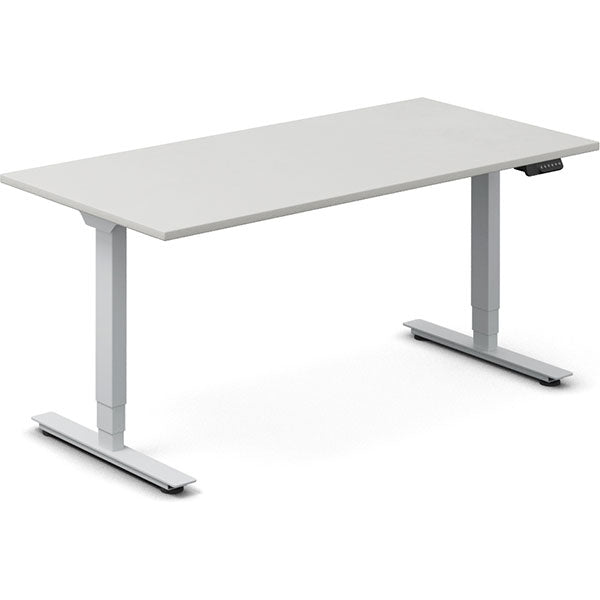 Ergoff Hæve-sænkebord DNA, Lysgrå 1600x800 mm 2-ben/Alugrå – Hæve/sænkeborde
