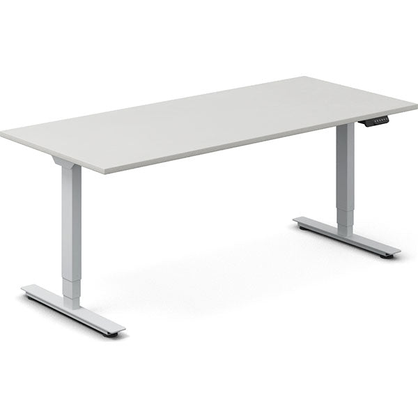 Ergoff Hæve-sænkebord DNA, Lysgrå 2000x800 mm 2-ben/Alugrå – Hæve/sænkeborde