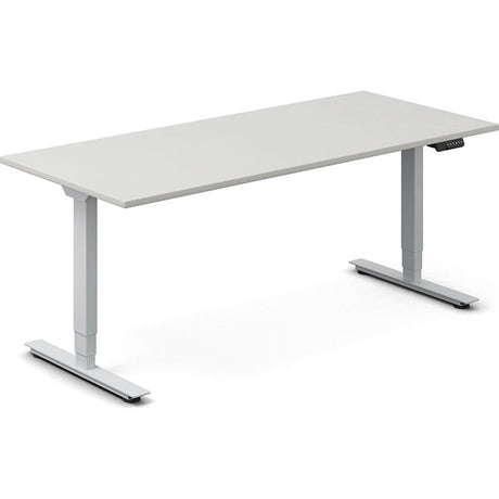 Ergoff Hæve-sænkebord DNA, Lysgrå 2000x800 mm 2-ben/Alugrå – Hæve/sænkeborde
