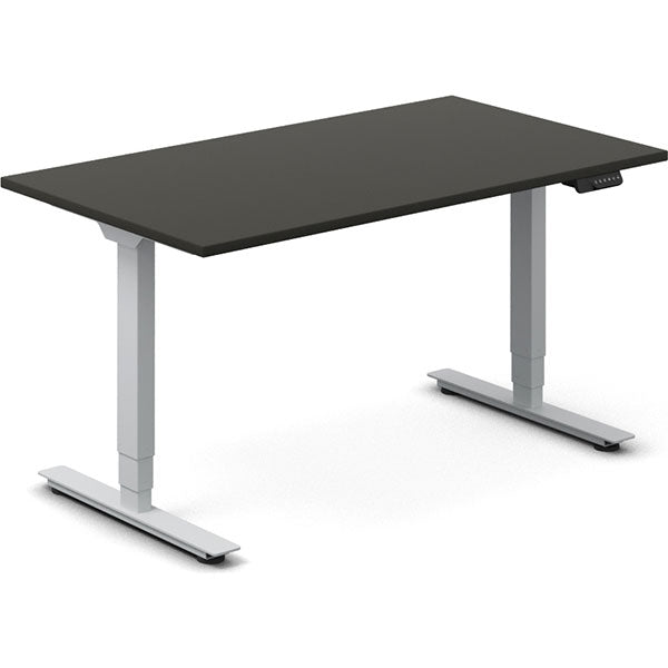 Ergoff Hæve-sænkebord DNA, Antracit 1400x800 mm 2-ben/Alugrå – Hæve/sænkeborde